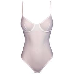 1990's Dolce & Gabbana Unworn Sheer White Underwire Bra Bodysuit Top 6