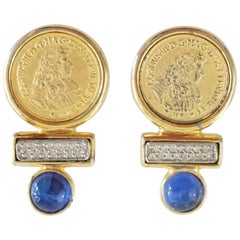 Ben Amun Gold Coin Rhinestone Earrings 