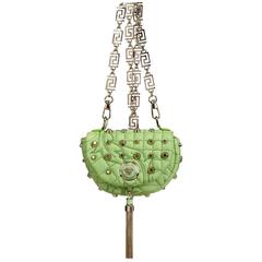 Versace Green Baroque Studded Nappa Crossbody Shoulder Bag Clutch