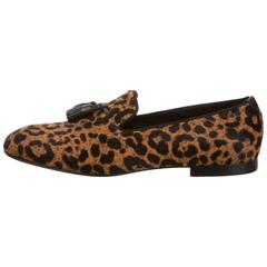 Tom Ford New Men's Leopard Print Loafers Flats Slippers Shoes in Box