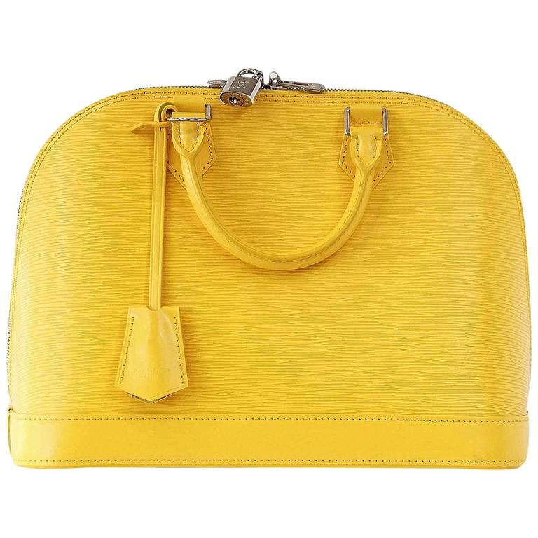 Louis Vuitton M91614 Monogram Vernis Leather Jaune Beige Yellow Alma Tote  Bag FL4168  The Attic Place