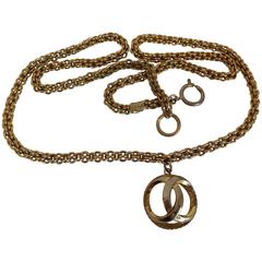 Chanel Gold Tone with CC logo Pendant Necklace 2