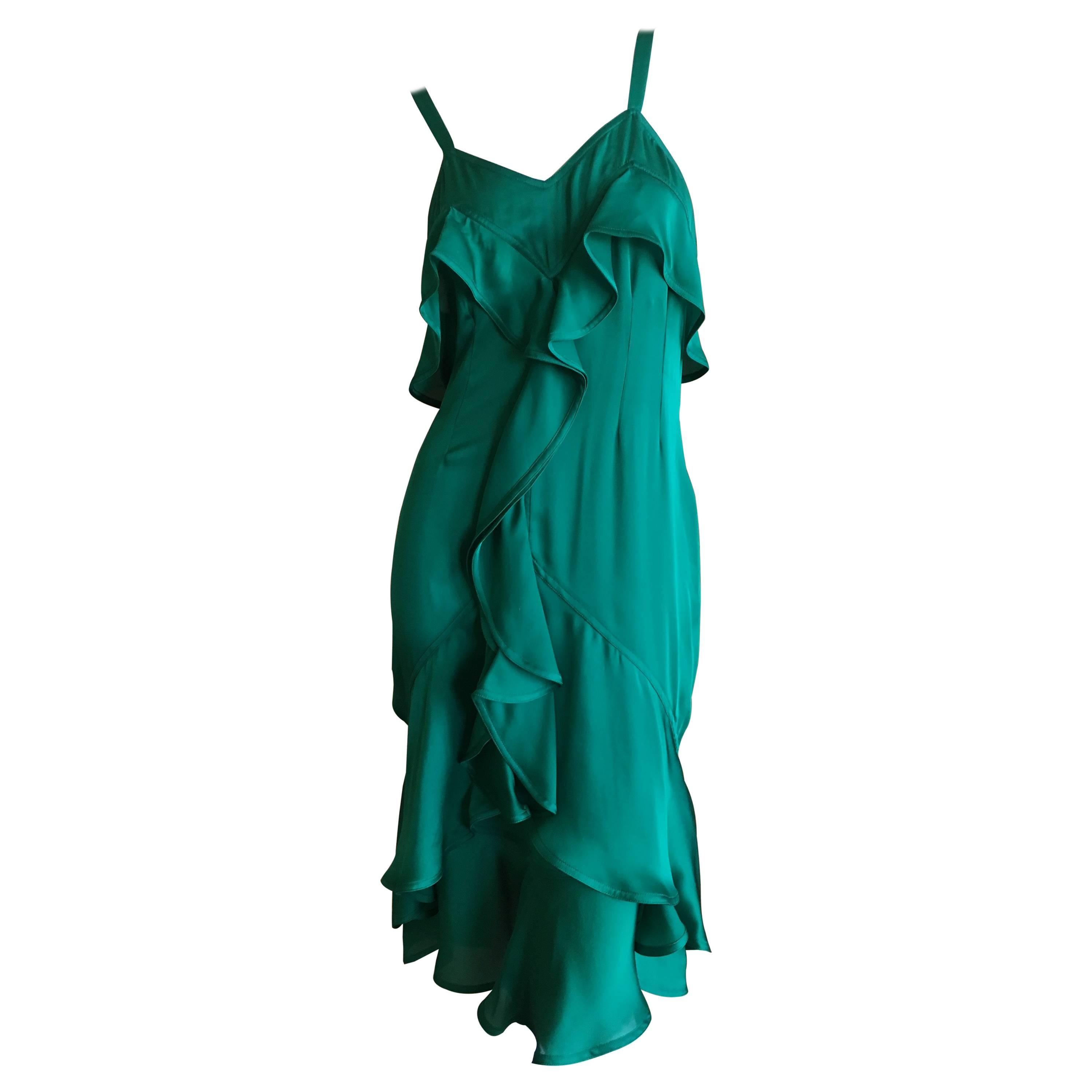 Yves Saint Laurent Tom Ford Fall 2003 Look 1 Green Ruffle Dress For Sale