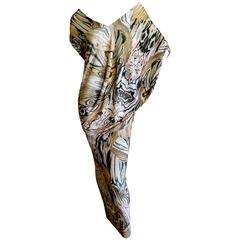Alexander McQueen Spring 2009 Woodgrain Draped Batwing Long Dress 8