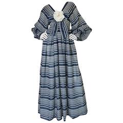 c1972 Geoffrey Beene Plunging Striped Summer Dress 11