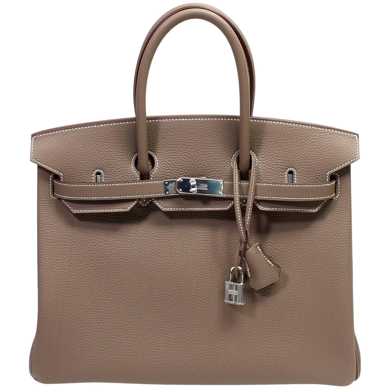 Hermès Etoupe Togo 35 cm Birkin Bag with Palladium Hardware