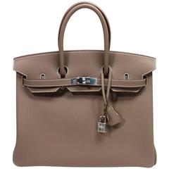 Hermès Etoupe Togo 35 cm Birkin Bag with Palladium Hardware
