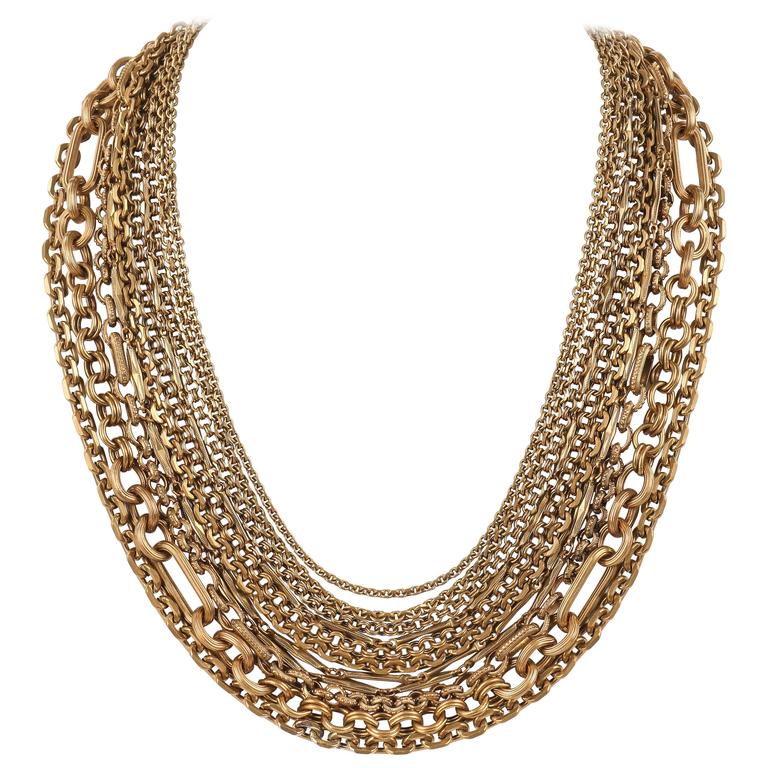 STEPHEN DWECK Bronze Multistrand Chain Necklace at 1stDibs