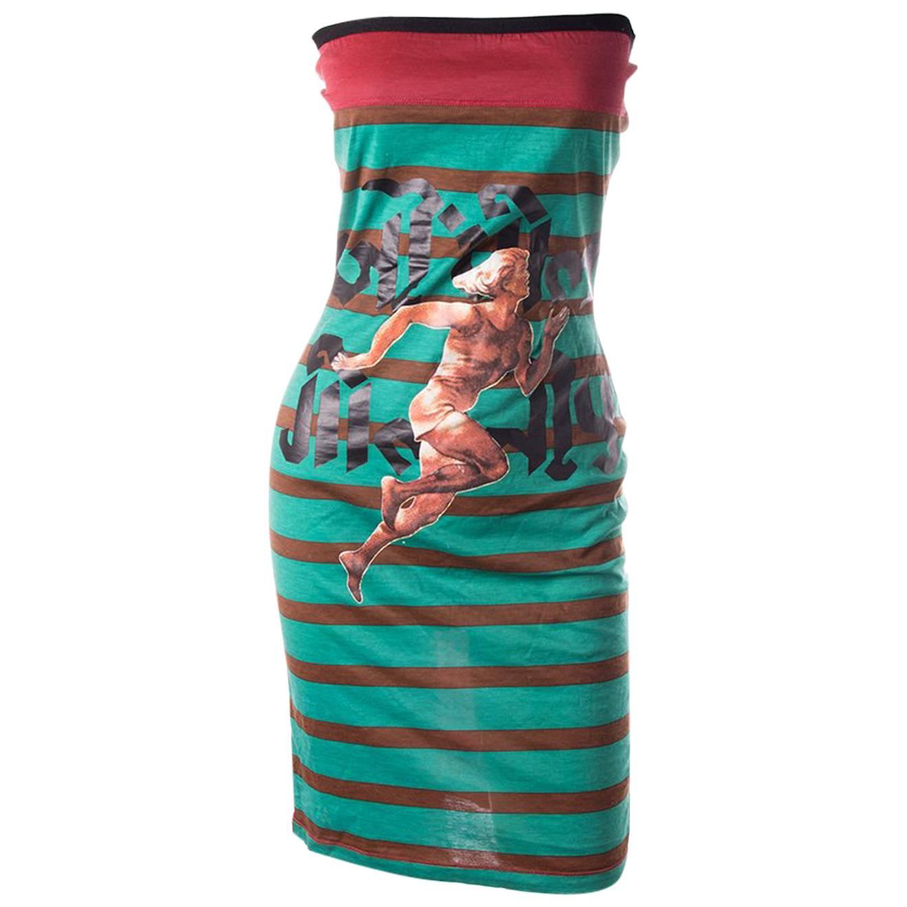 Jean Paul Gaultier Late 80s Stripe Tube Dress For Sale