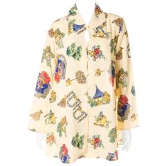 Vintage Karl Lagerfeld 80s Cream Printed Blouse