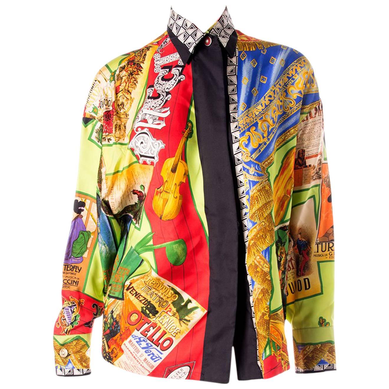 Gianni Versace Silk Opera Print Shirt