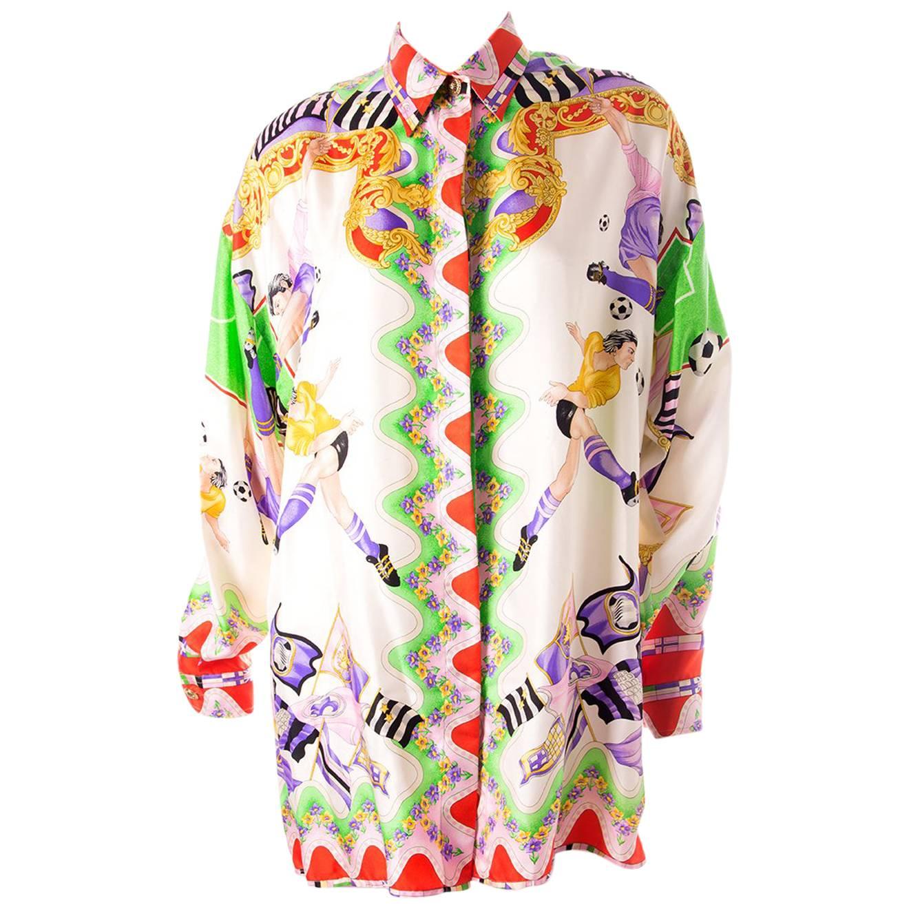 Gianni Versace Sport Soccer Football Print Shirt