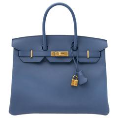 Brand New Hermes Birkin 30 Epsom Bleu Agate GHW