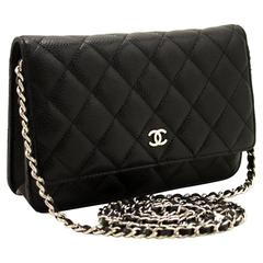 CHANEL Caviar Wallet On Chain WOC Black Shoulder Bag Crossbody 2