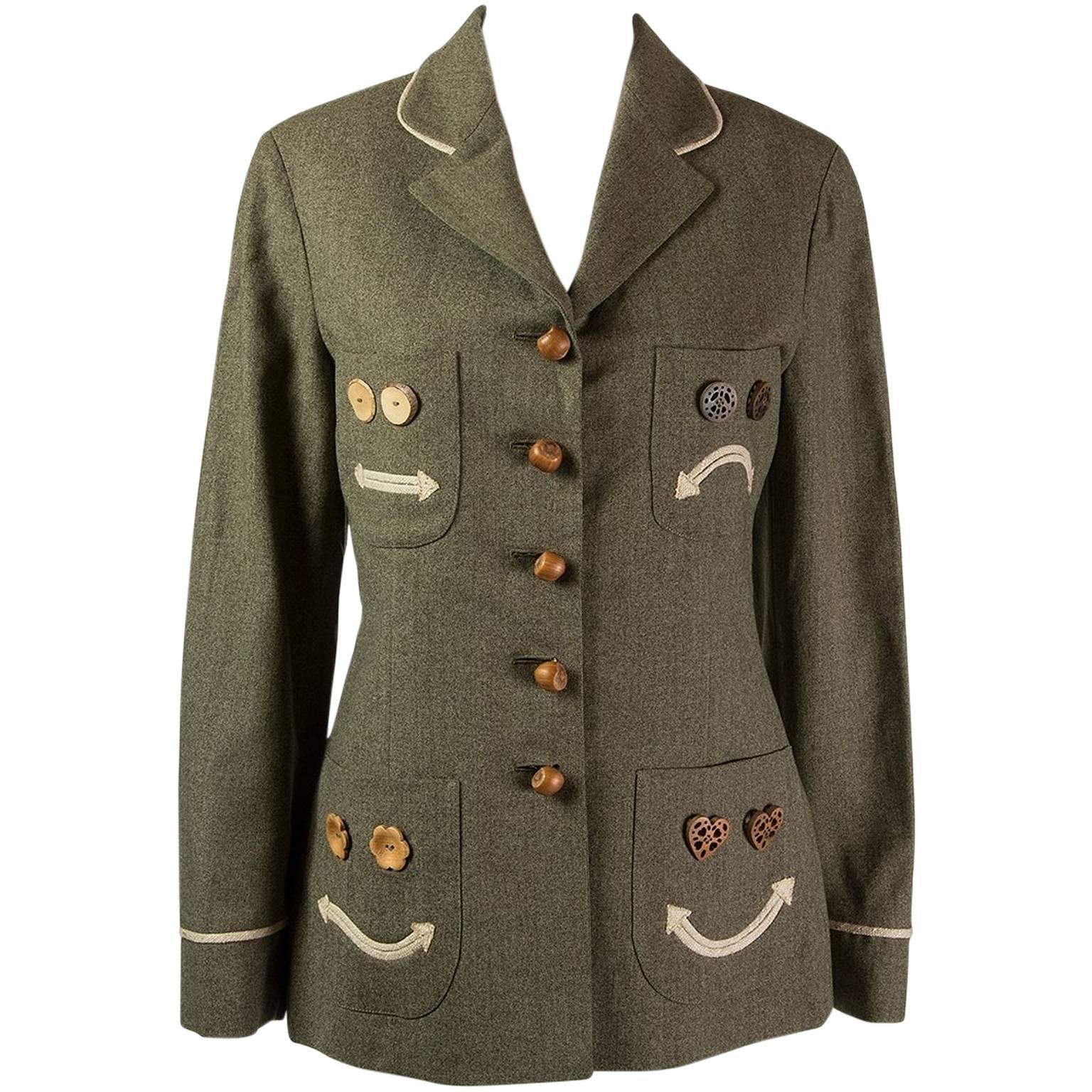 1990s Moschino Cheap And Chic "Nuts Buttons" Blazer Jacket For Sale