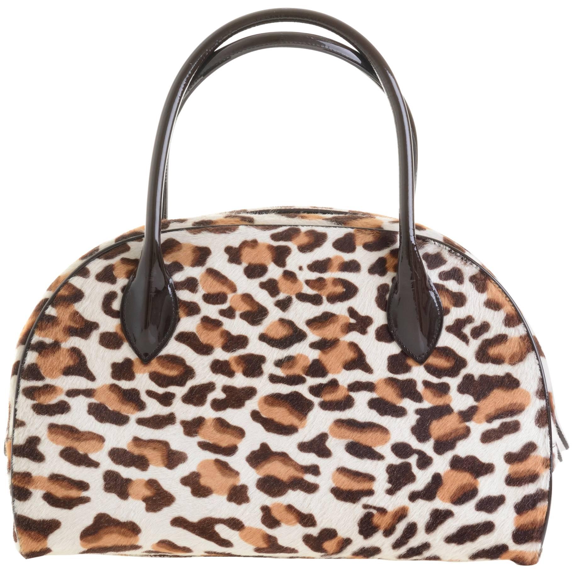 Alaia Pony Hair Leopard Print Tote Bag