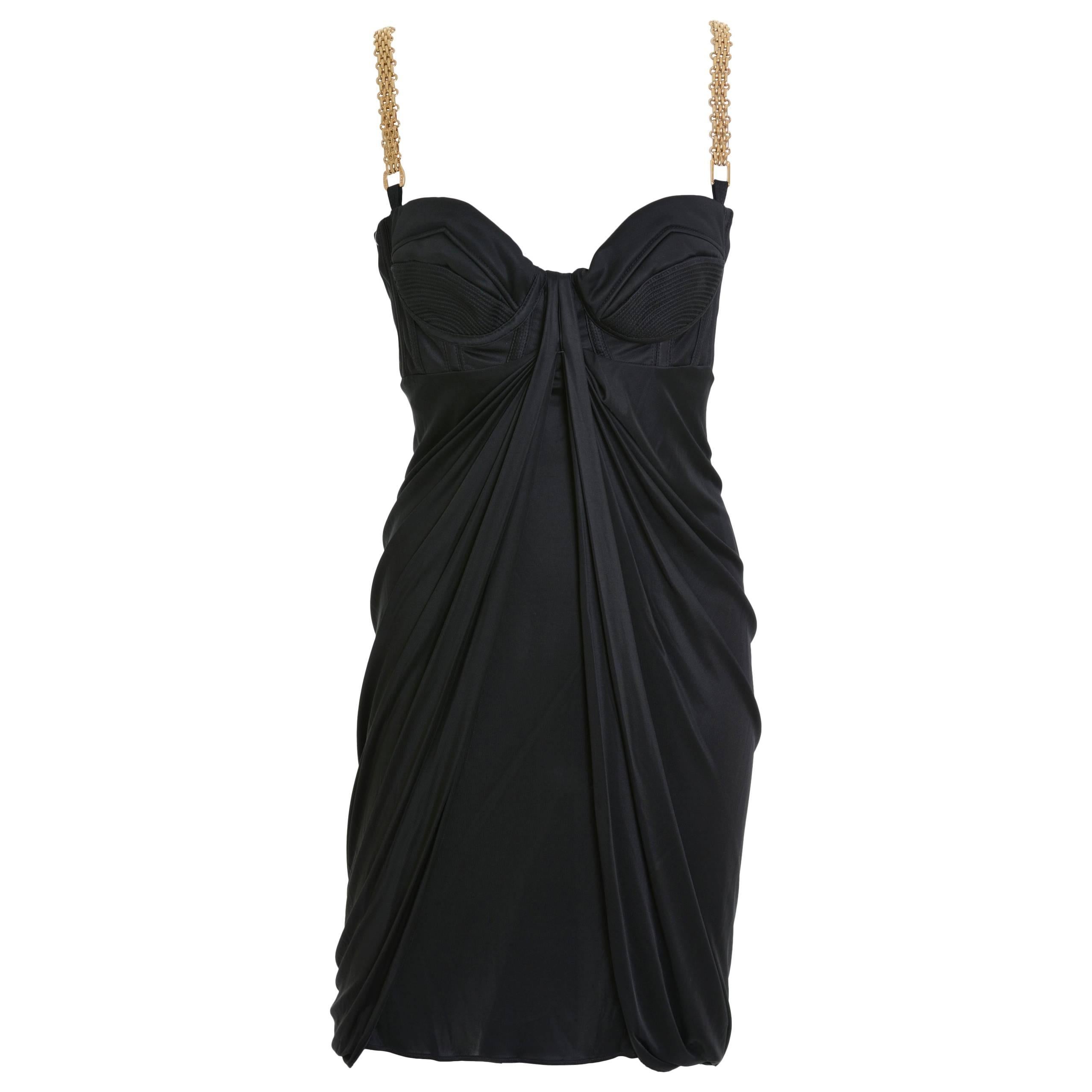 GIANNI VERSACE Black Bustier Dress For Sale