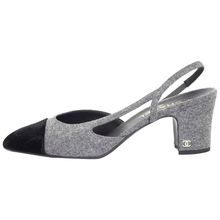 chanel grey slingback