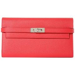 Hermes "Kelly" Walllet Epsom Leather Red Color PHW