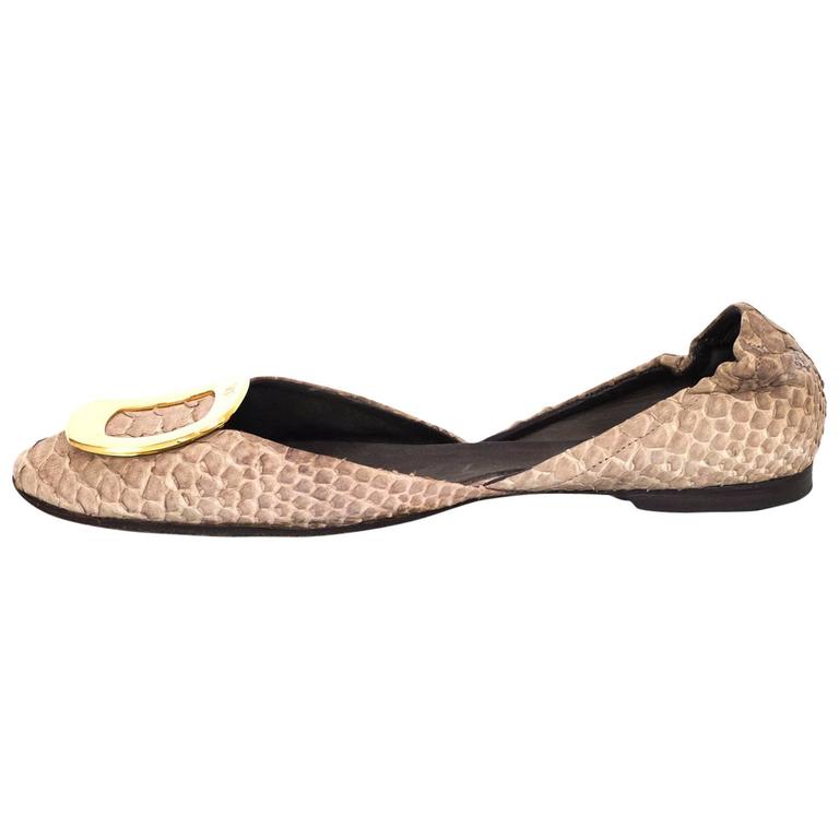 Roger Vivier Taupe Python Pilgrim Chips Flats Sz 38 For Sale at 1stDibs ...