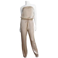 Martin Margiela Golden Strapless Silk Jumpsuit 9