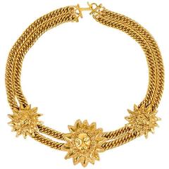 Chanel Vintage Gold ToneLion Medallion Pendant Necklace