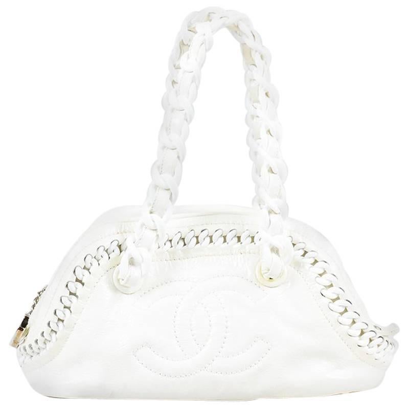 Chanel Cream Crinkled Leather "Rhodoid Modern Chain" Bag For Sale