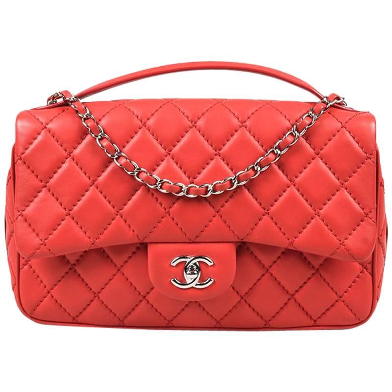 Chanel Red Quilted Leather "Jumbo Easy Carry" Shoulder Bag For Sale