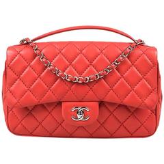 Chanel Red Quilted Leather "Jumbo Easy Carry" Shoulder Bag