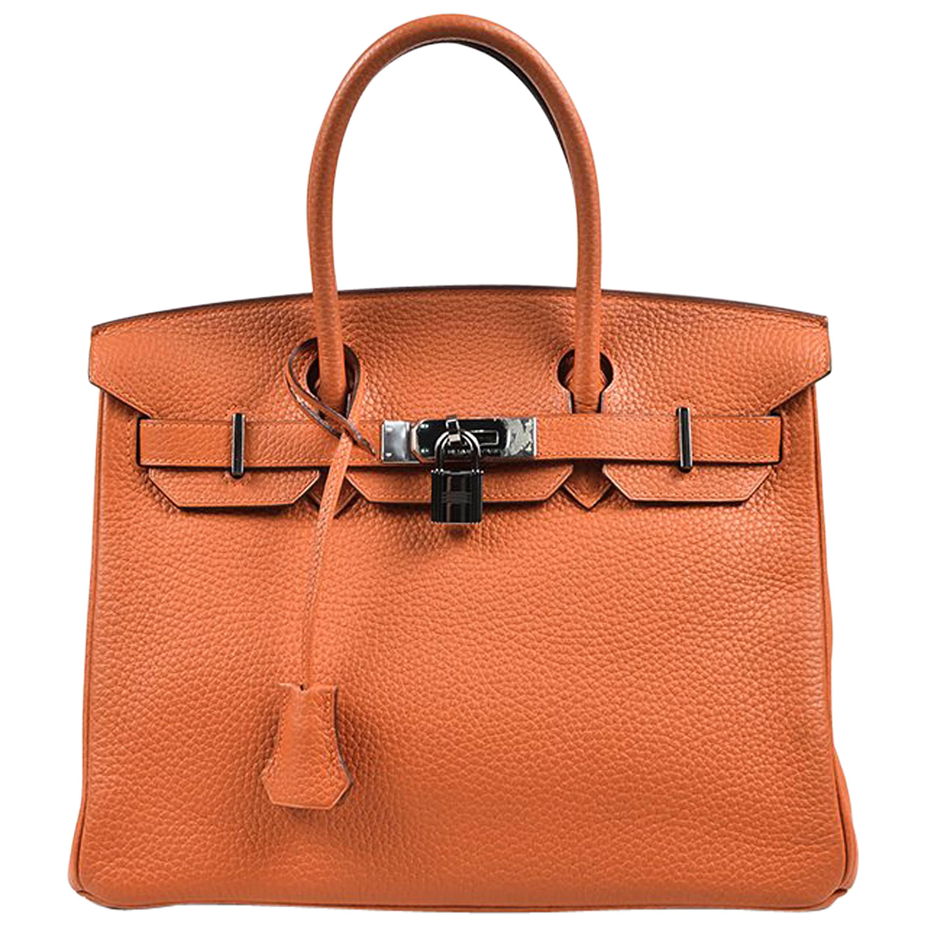 Hermes Potiron Orange Clemence Leather RHW "Birkin" 30cm Bag For Sale