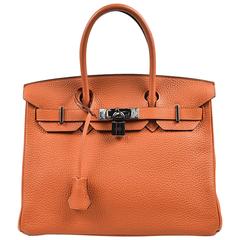 Hermes Potiron Orange Clemence Leather RHW "Birkin" 30cm Bag