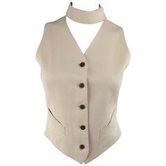 Vintage Junior Gaultier Beige and Black Wool Velcro Choker Vest