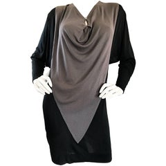 Años 90 C.D. Greene Vestido de punto vintage con mangas dolman y bloques de color negro y gris