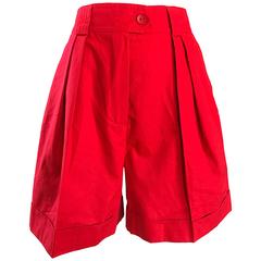 Chic Vintage Escada by Margaretha Ley 1980s Lipstick Red 80s Pleated Shorts 38 7