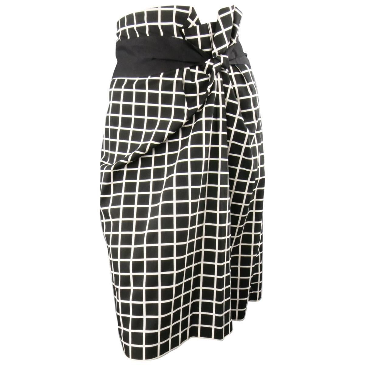 DRIES VAN NOTEN Size 6 Black & White Straight Pencil Skirt