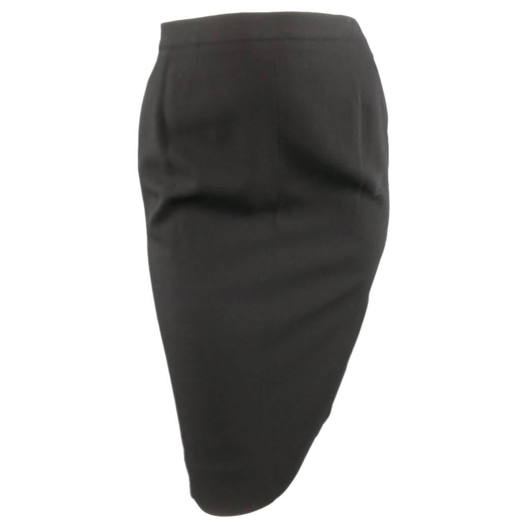 CHANEL Size 8 Black Wool Pencil Skirt