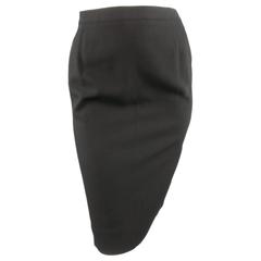 CHANEL Size 8 Black Wool Pencil Skirt 11