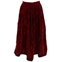 Yves Saint Laurent Rive Gauche Red Velvet Skirt