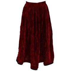 Yves Saint Laurent Rive Gauche Red Velvet Skirt 8