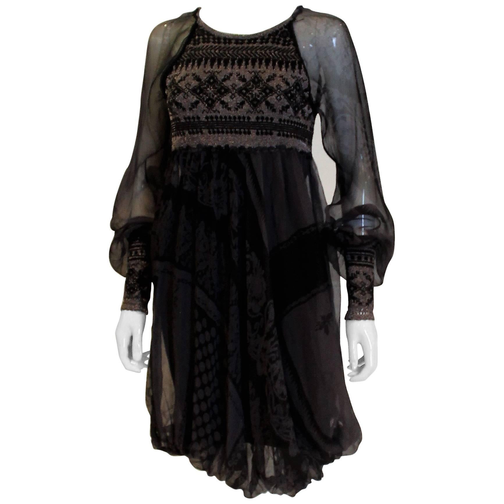 Knitted and Silk Dress by Jean Paul Gaultier