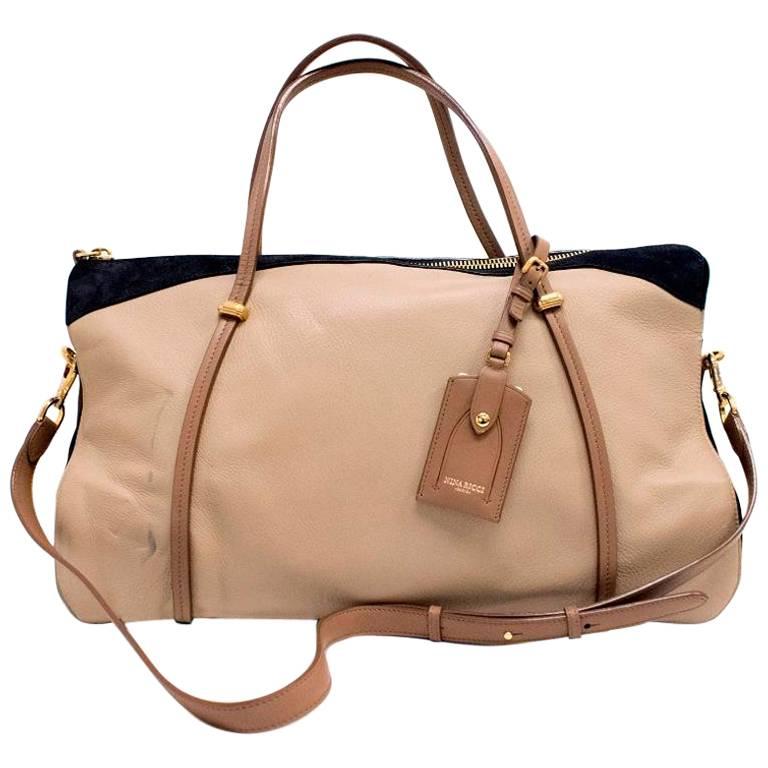 Nina Ricci Paris Beige Leather and Suede Shoulder Bag  For Sale