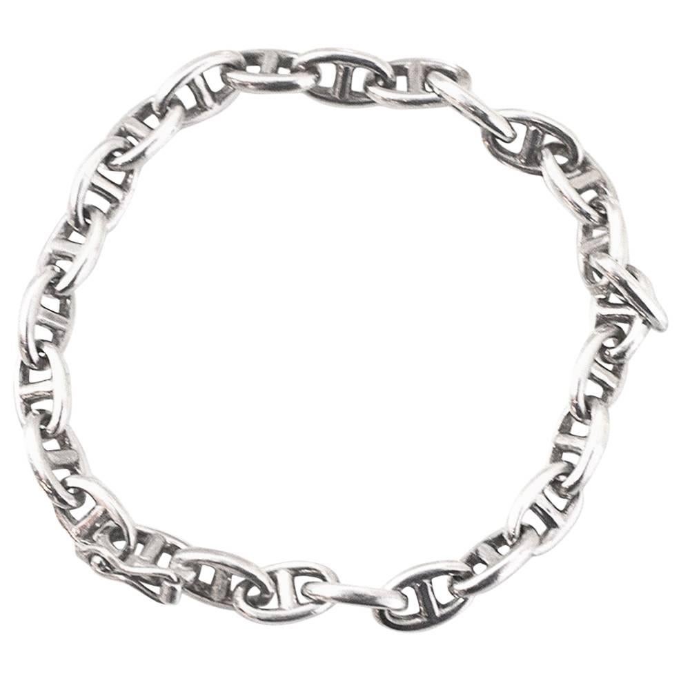 Hermes Silver Mini Chain de Ancre Bracelet
