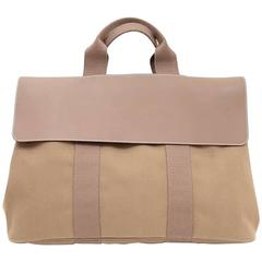 Hermes Valparaiso MM Brown Canvas x Leather Tote Hand Bag