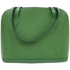 Retro Louis Vuitton Lussac Green Epi Leather Large Shoulder Bag