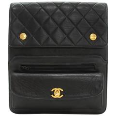 Chanel 9" Black Quilted Leather Shoulder/Messenger Bag