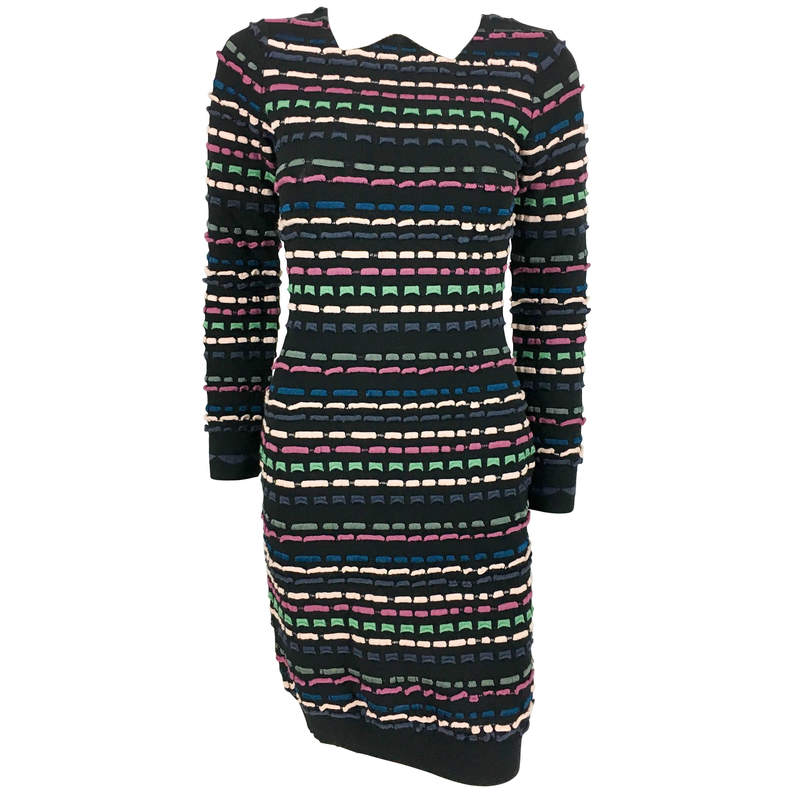 2010's Missoni Multi-Coloured Striped Black Dress For Sale