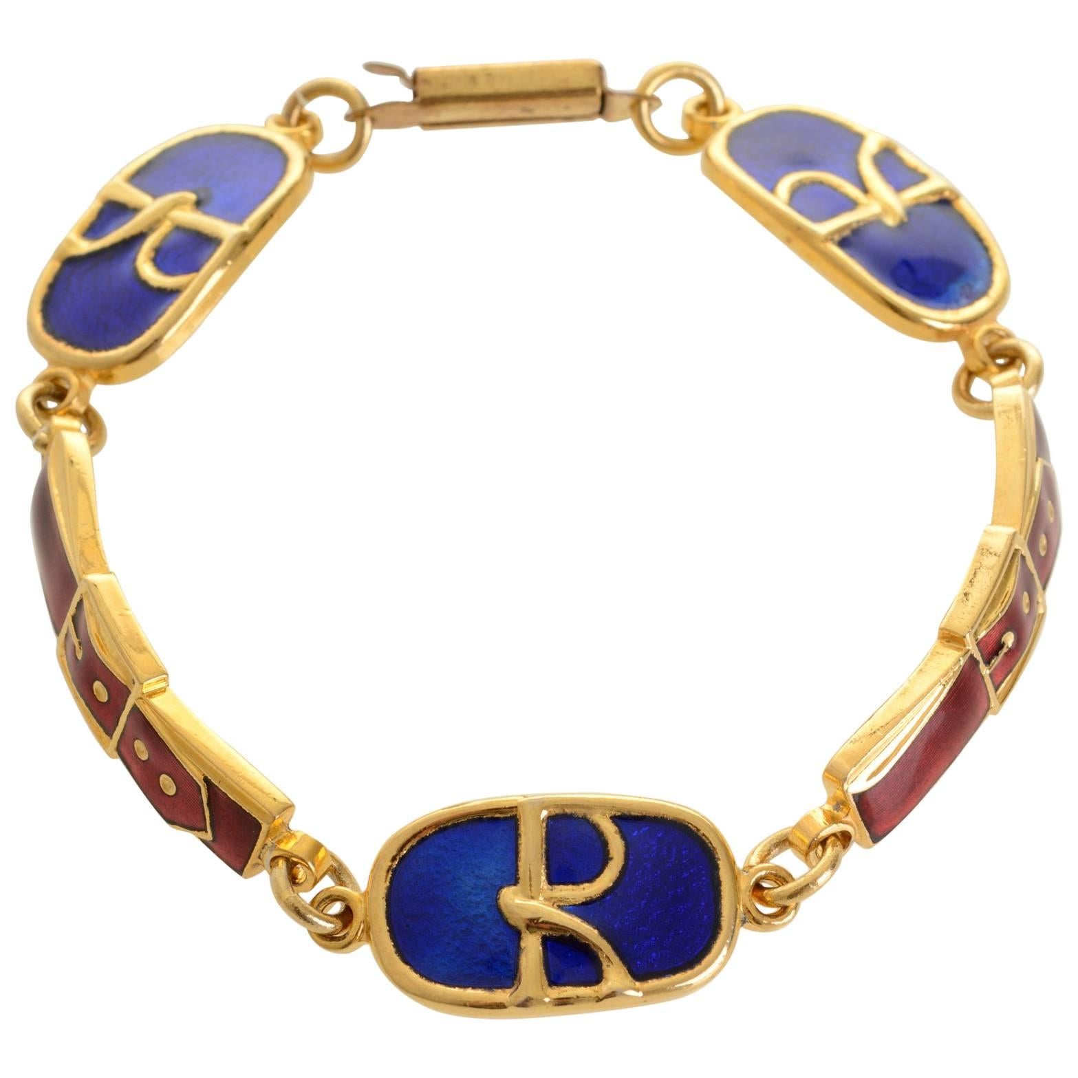 1970s Roberta di Camerino R Logos Gold Chain Bracelet