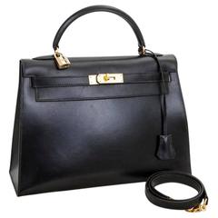 1994 Hermès Kelly 32 Sellier en cuir boîte noire