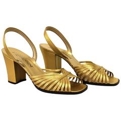 1980s Yves Saint Laurent Golden Leather Sandals