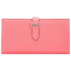 Hermes "Bearn" Wallet Epsom Leather Pink Color PHW